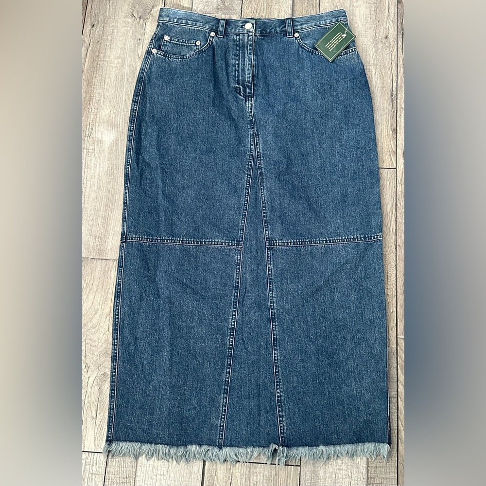 NEW with Tags! VINTAGE Polo Ralph Lauren Womens Jean Skirt Blue Denim Long Maxi